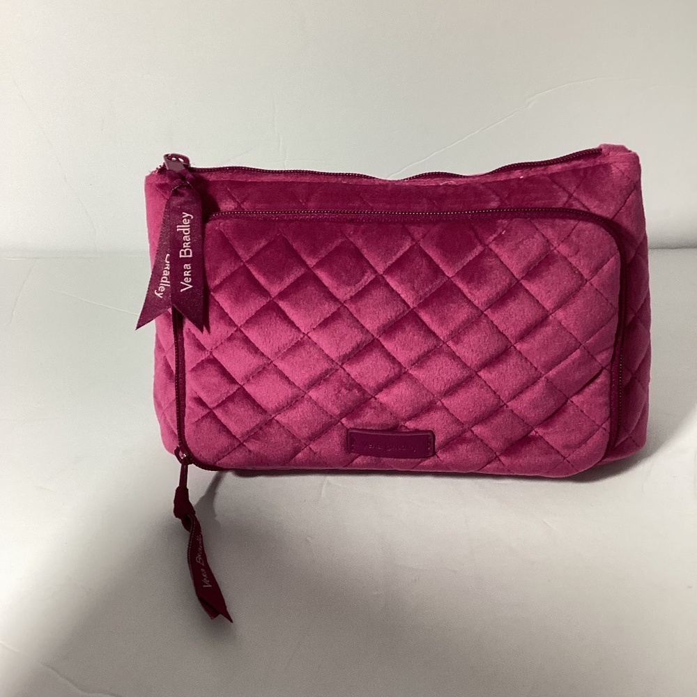 VERA BRADLEY Compact Organiser Cosmetic Jewelry Case Majestic Magenta  Velvet